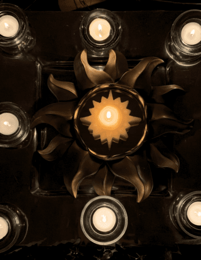 Tea light candles with a center star candle holder