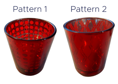 Red center candle holders, patterns 1 & 2